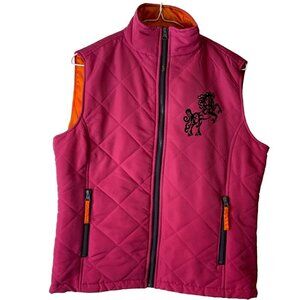 j. America Pink outer & Orange lined vest women's size med w/horse decal and rhi